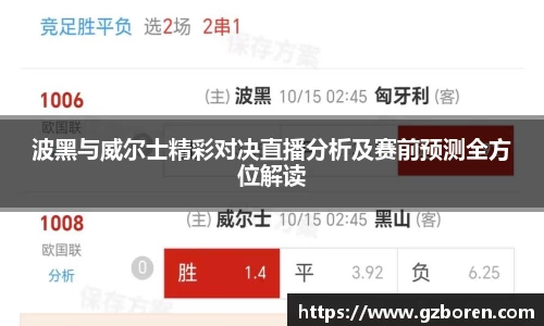 波黑与威尔士精彩对决直播分析及赛前预测全方位解读